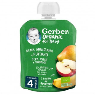 Gerber Organic Pera Manzana Platano, 90 G