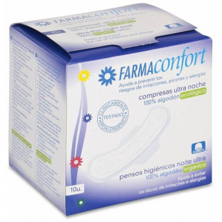 Farmaconfort Compresa Ultrafinas Noche Con Alas 10 Unidades