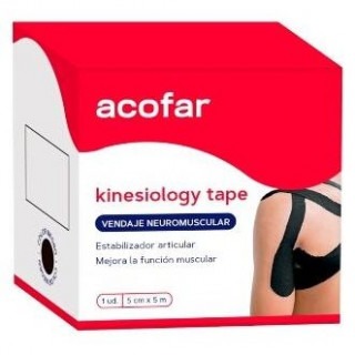 Acofarsport Kinesiology Tape Negra 5Cmx5M